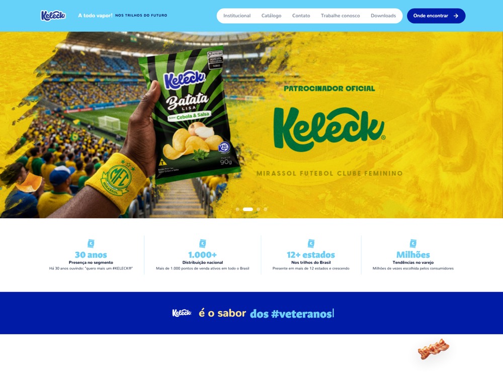 Home do site da Keleck, marca de salgadinhos