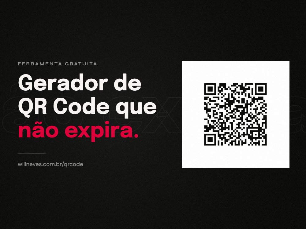 Capa do gerador de QR Code, com o titulo da ferramenta e um QR ao lado