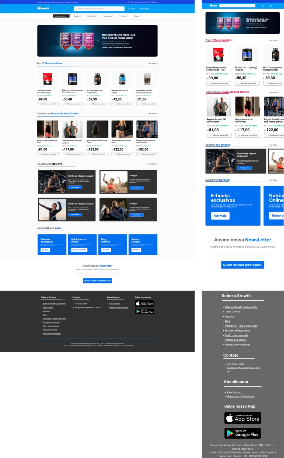 Wireframe de alta fidelidade da home.