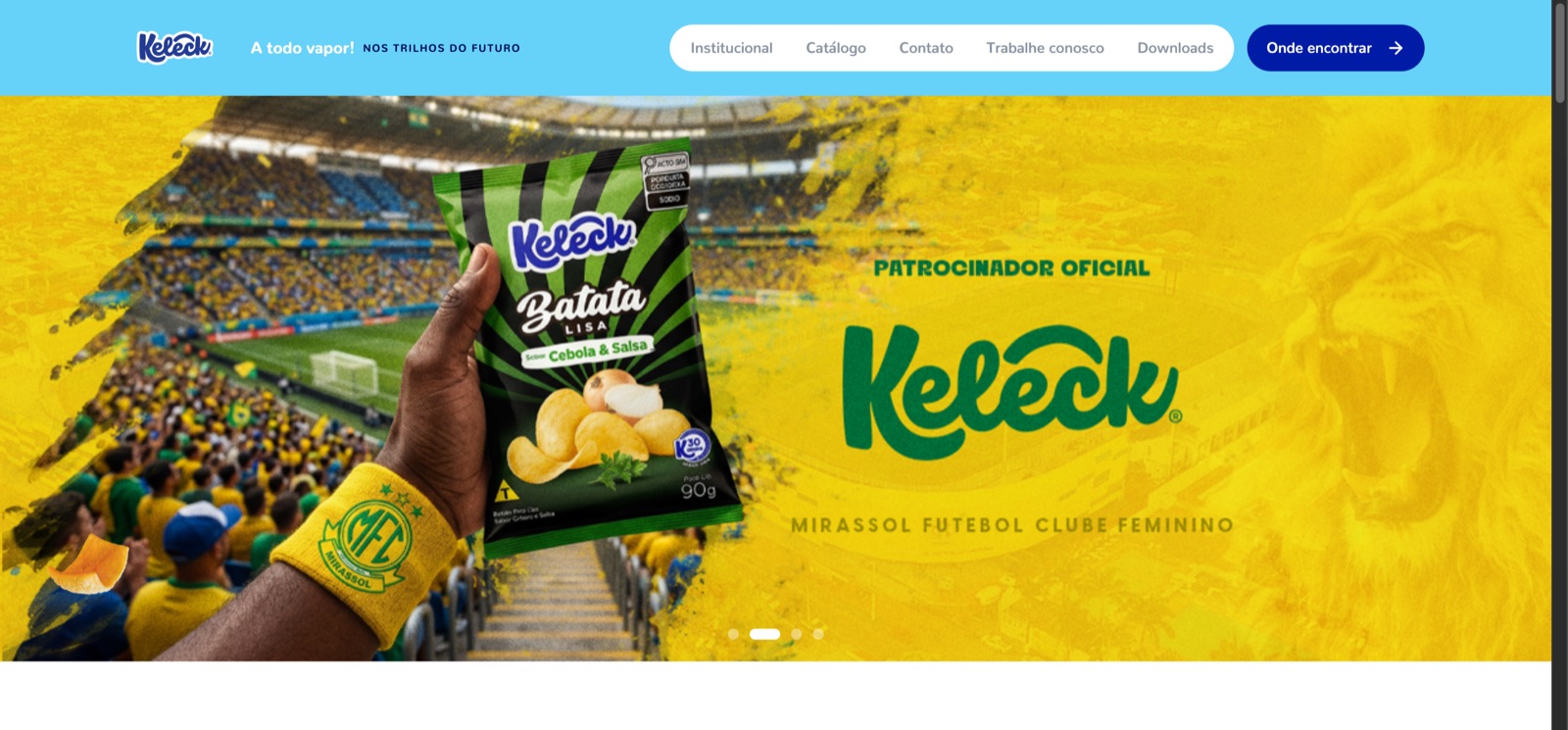 Home do site novo da Keleck, com o conceito ferroviário e a faixa de números da operação